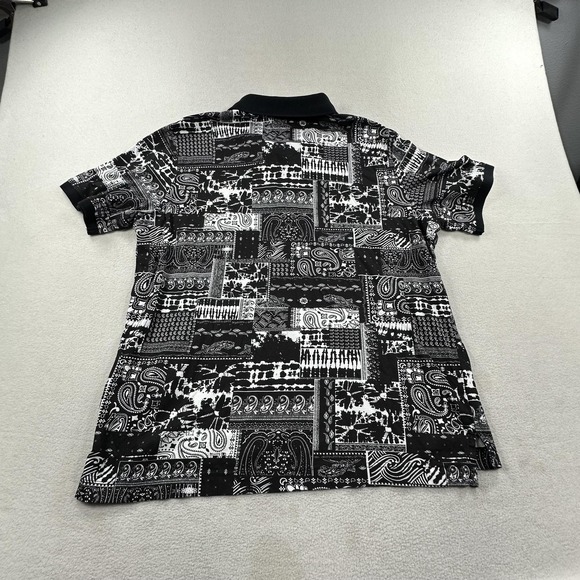 Robert Graham Polo Shirt Mens 2XL Black White Bandana Paisley Classic Fit - Picture 2 of 10